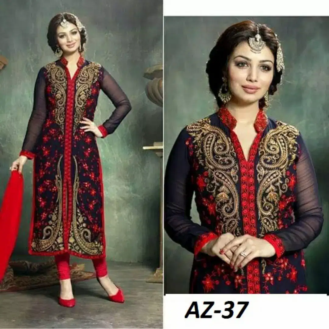 New chiffon stuff embroidered 3 piece suits on discount price in Karachi