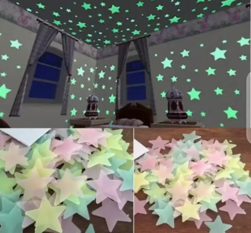 New pack of 100 glowing 3D stars , delivery available all over Pakistan