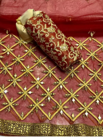 Fancy 3 pc suit Silk shirt mirror work Dupatta masori trouser Available for sale