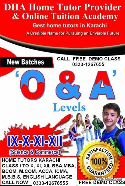 TUTOR REQUIRED FOR ONLINE, HOME TUITIONS 0333-1267655 KARACHI