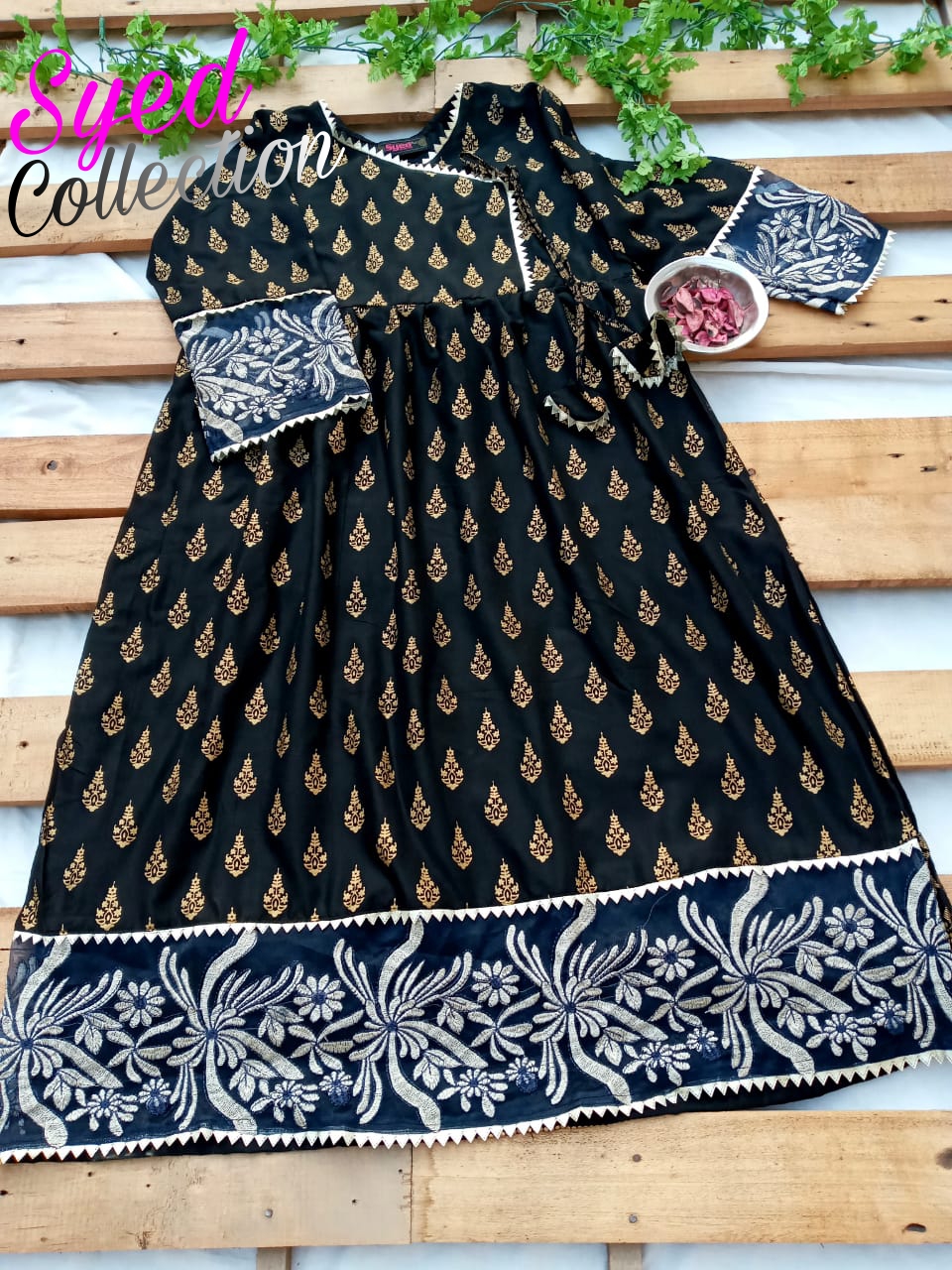 Border Embroidered and sleeves embroidered long frocks