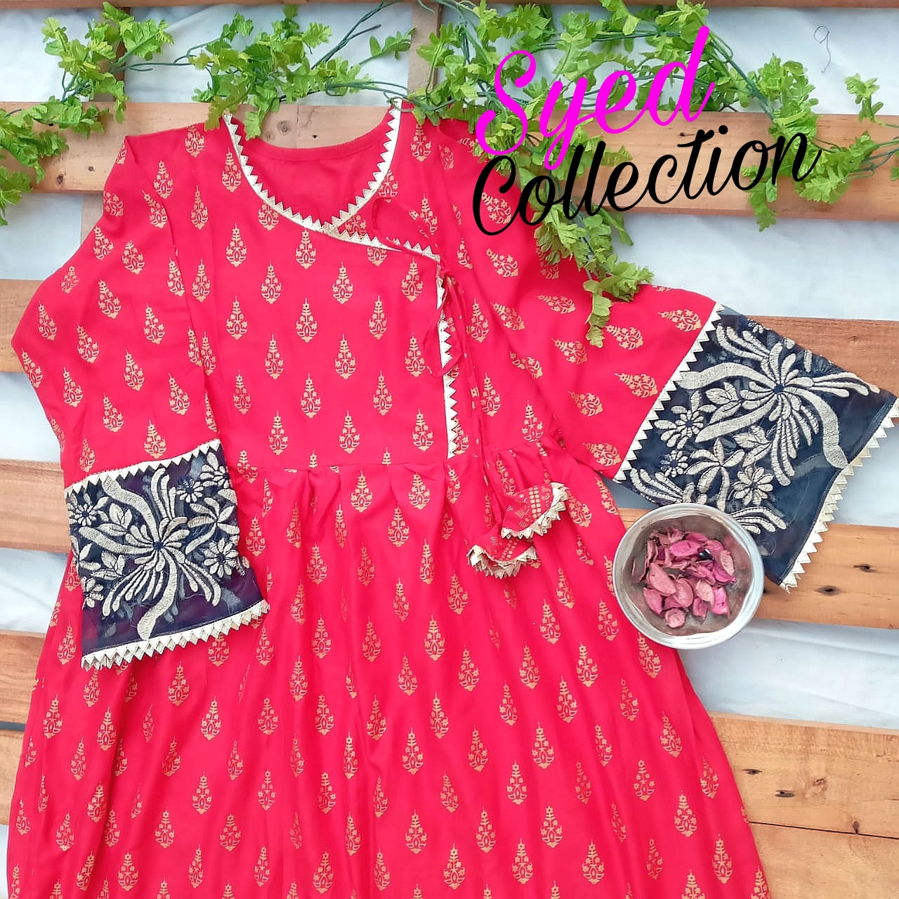 Border Embroidered and sleeves embroidered long frocks