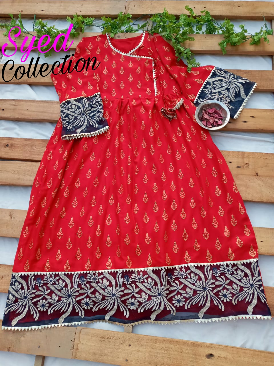 Border Embroidered and sleeves embroidered long frocks