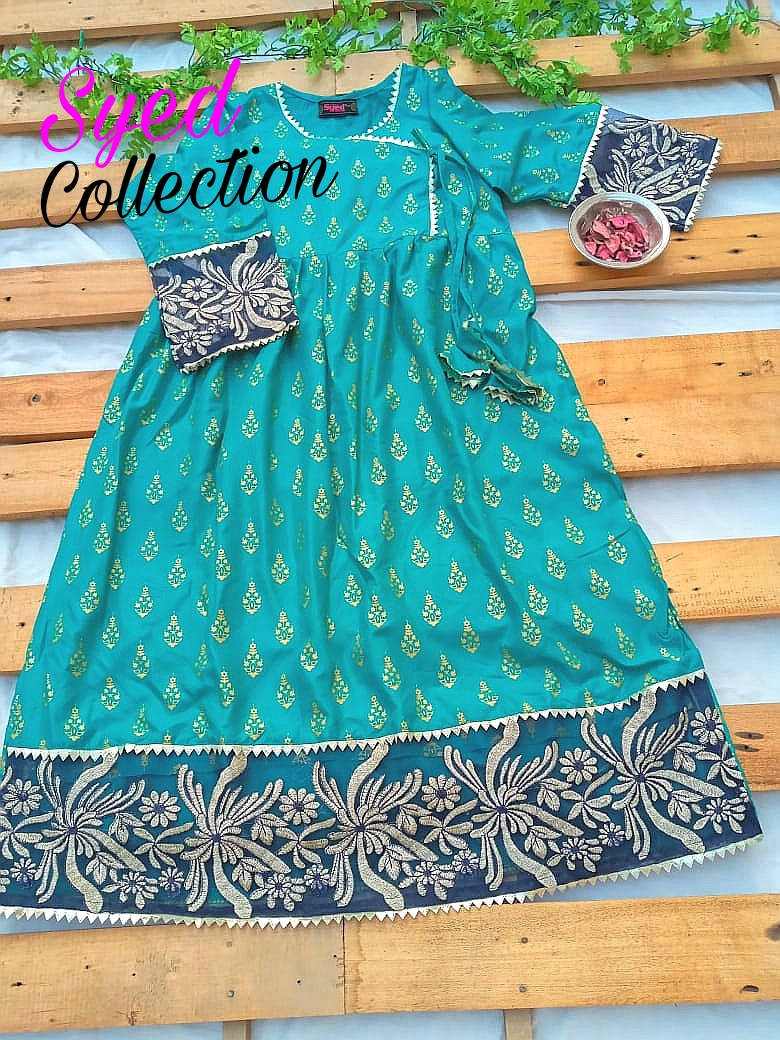 Border Embroidered and sleeves embroidered long frocks
