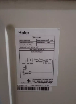 Haier dryer spinner 6 kg model hws60-50