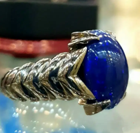 New Natural Blue Opal With Silver Ring Available for Sale in Islamabad