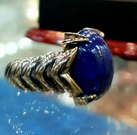 New Natural Blue Opal With Silver Ring Available for Sale in Islamabad