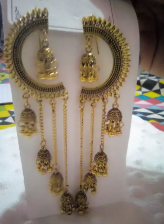 New earrings big size in Golden color Available for Sale in Hyderabad