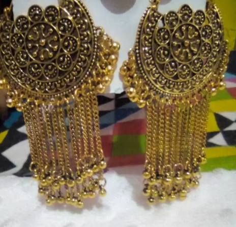 New earrings big size in Golden color Available for Sale in Hyderabad
