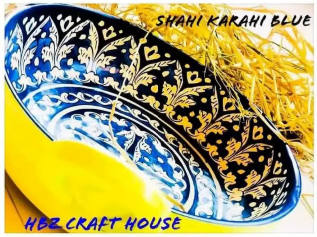New Hand made Shahi Karahi blue pottery Dish Large Available for Sale in Multan