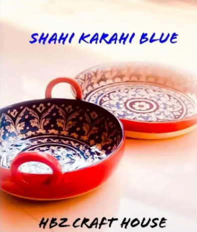 New Hand made Shahi Karahi blue pottery Dish Large Available for Sale in Multan