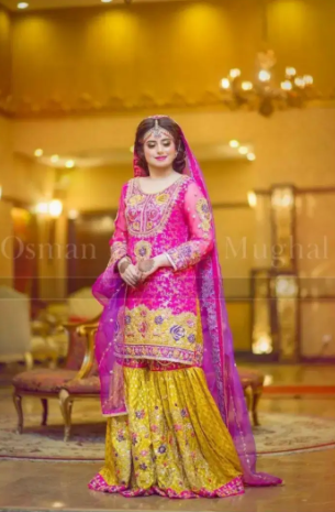 Mehndi dresses lehnga, short frocks available for rent in Rawalpindi