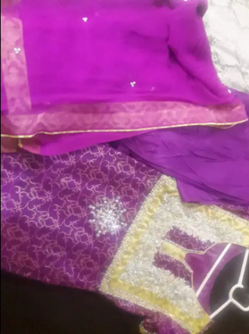Purple color embroidery dress available for sale