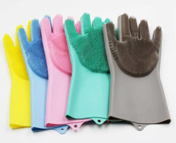 2 in 1 Silicone Dish Washing Scrubber Gloves Available for sale