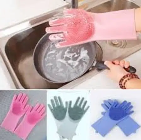 2 in 1 Silicone Dish Washing Scrubber Gloves Available for sale