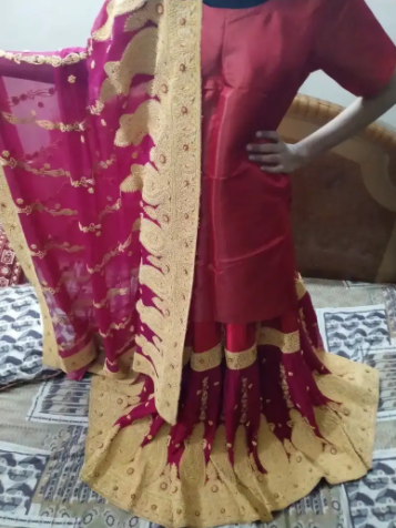 2 used lehengas and 1 unstitched silky suit Available for Sale