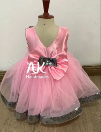 New Baby frock pink and grey 0-3 years Available for Sale in Lahore