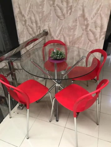 mirror Table with four chairs Available for Sale in Islamabad