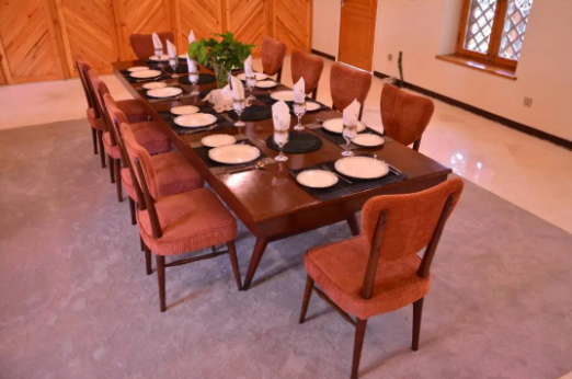 Vintage Royal Windsor Solid Burmese Teak Wood Dinning Table Set Available Sale
