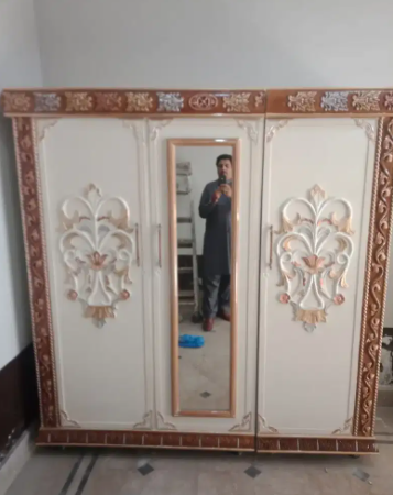 New Pure Wood 3Door Almari in White Color Available for Sale