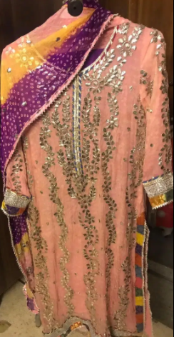 Beautiful Mukaish Kamdani Dresses For Mehndi Available for Sale