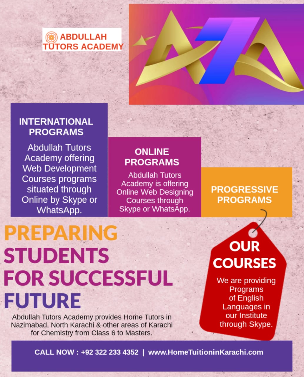 Abdullah Tutors Academy offering Home Tuition in Cattle Colony, Bin Qasim Town