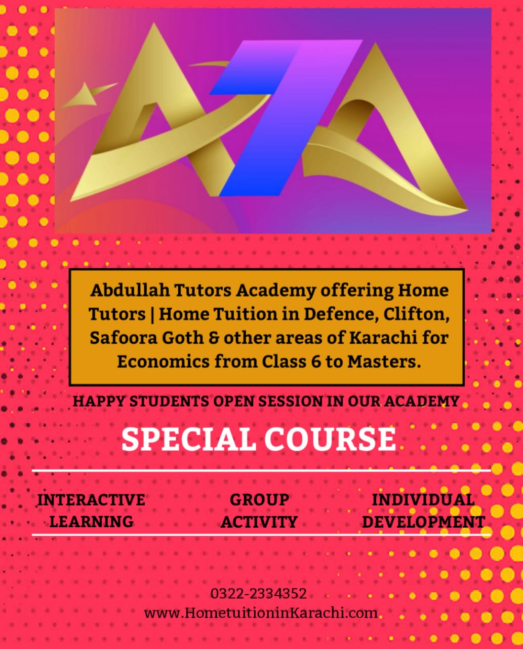 Abdullah Tutors Academy offering Home Tuition in Cattle Colony, Bin Qasim Town