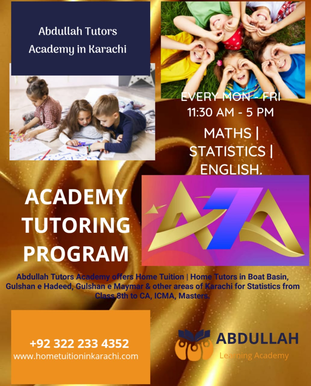Abdullah Tutors Academy offering Home Tuition in Cattle Colony, Bin Qasim Town