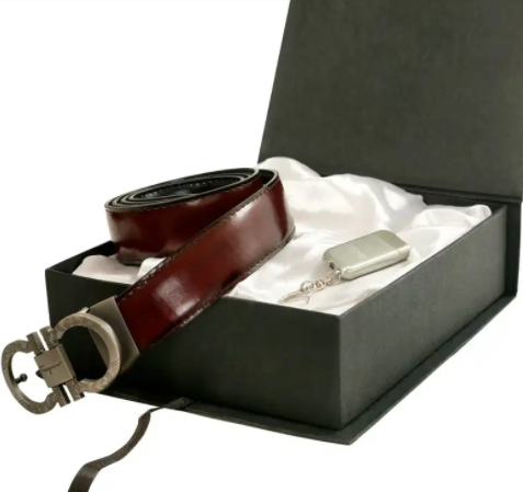 New Gift Pack OF 2 Gucci Belt Ferragamo Leather Belt With Keychain Lighter sale