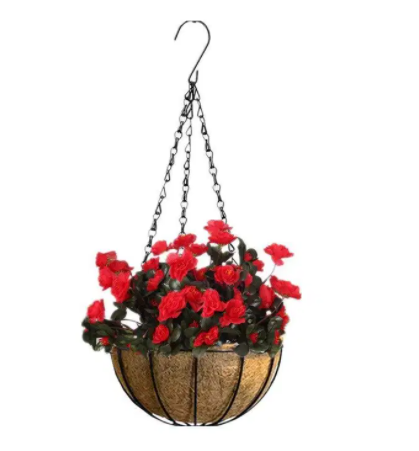 New Coconut Hanging Pot With Attached Artificial Flower Available for Sale