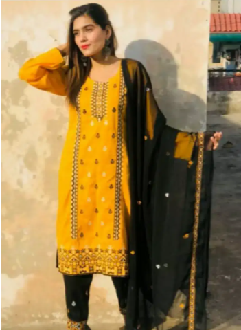 3pc Unstitched Embroidered Dress! !