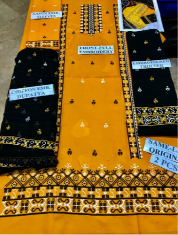 3pc Unstitched Embroidered Dress! !