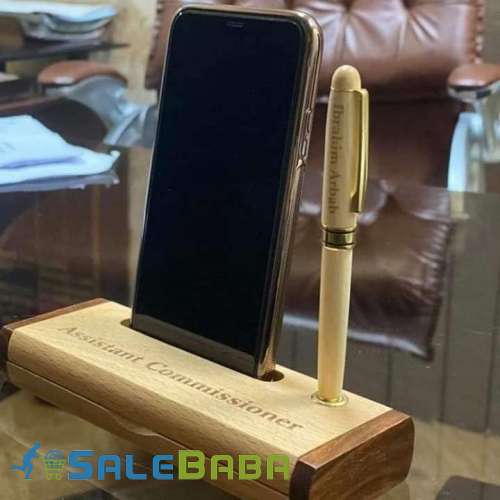 Engraved your name on wooden ballpoint  pen with wooden mobile and visiting hold