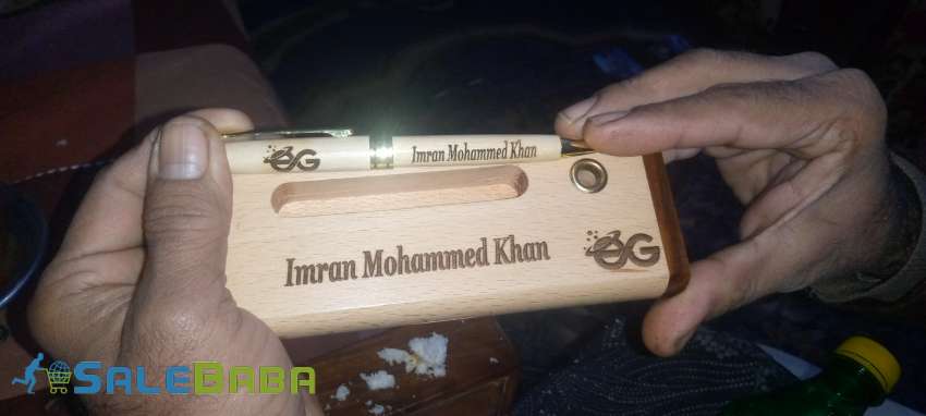 Engraved your name on wooden ballpoint  pen with wooden mobile and visiting hold