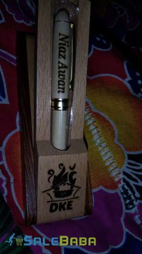 Engraved your name on wooden ballpoint  pen with wooden holder