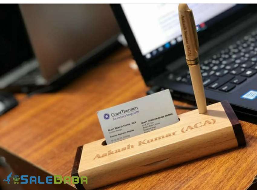 Engraved your name on wooden ballpoint  pen with wooden mobile and visiting hold
