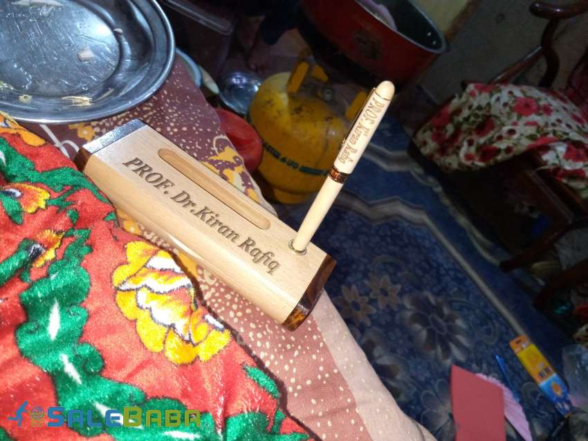Engraved your name on wooden ballpoint  pen with wooden mobile and visiting hold