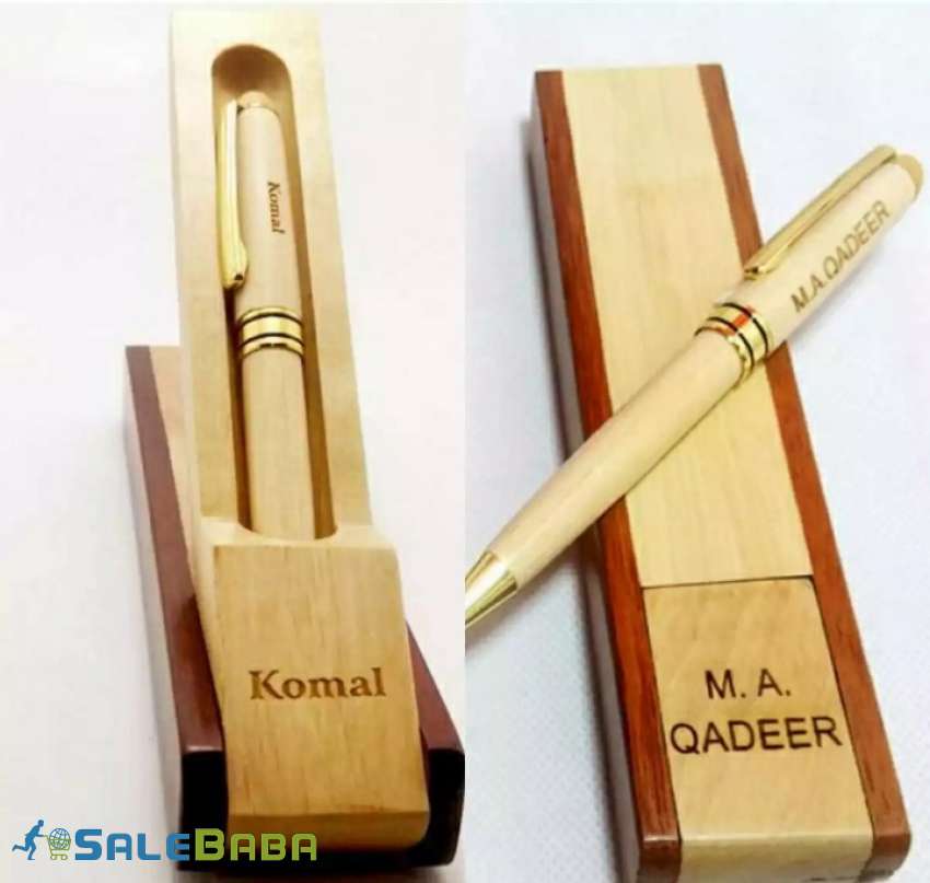 Engraved your name on wooden ballpoint  pen with wooden holder