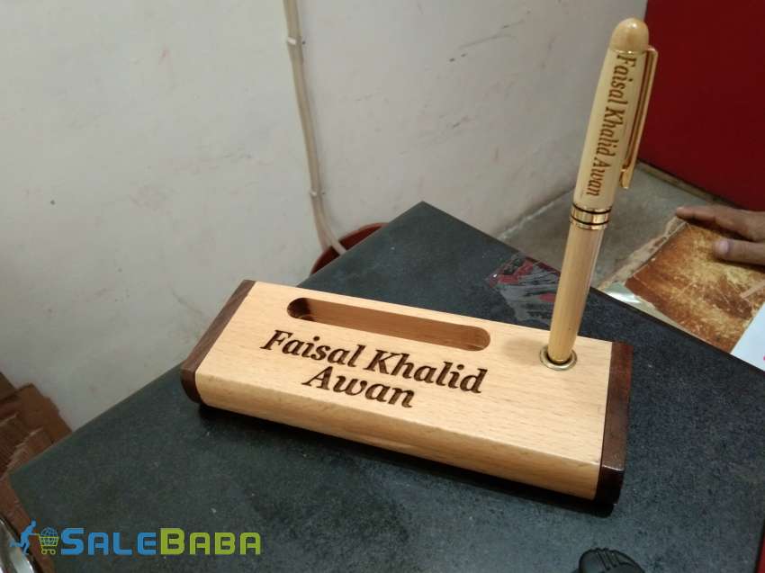 Engraved your name on wooden ballpoint  pen with wooden mobile and visiting hold