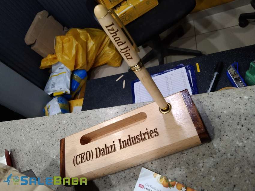 Engraved your name on wooden ballpoint  pen with wooden mobile and visiting hold