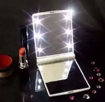 Ladies Make Up Mirror / 8 LED Lights Folding Makeup Tool