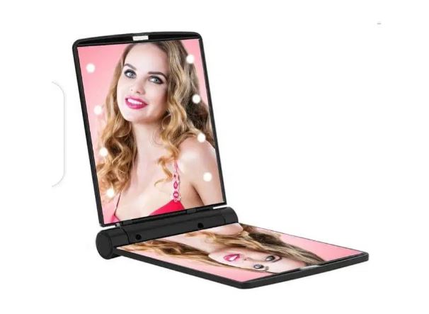 Ladies Make Up Mirror / 8 LED Lights Folding Makeup Tool