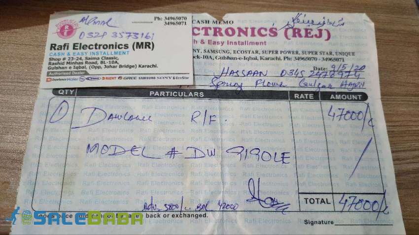 Dawlance 9190LFD Fridge Blackish grey color 3 months warranty left