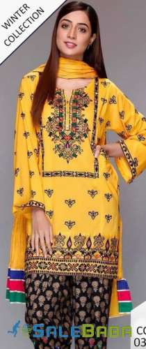 2 piece lown embroided suit