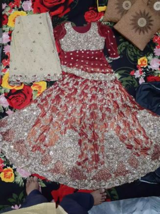 Wedding bridal dress in red color