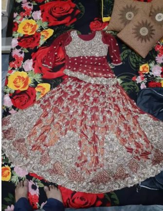 Wedding bridal dress in red color