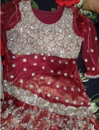 Wedding bridal dress in red color