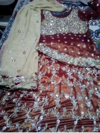 Wedding bridal dress in red color