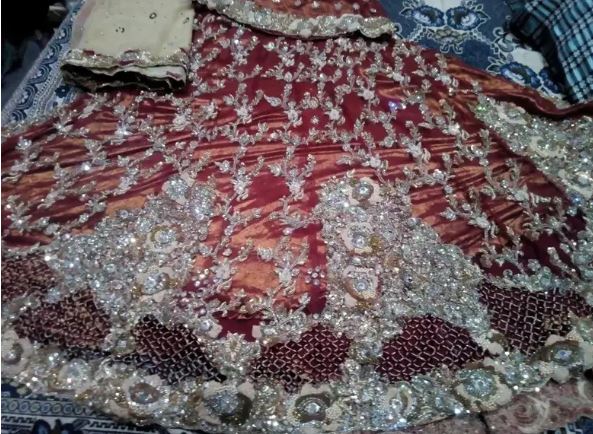Wedding bridal dress in red color