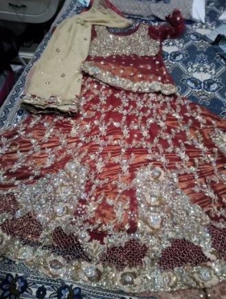 Wedding bridal dress in red color